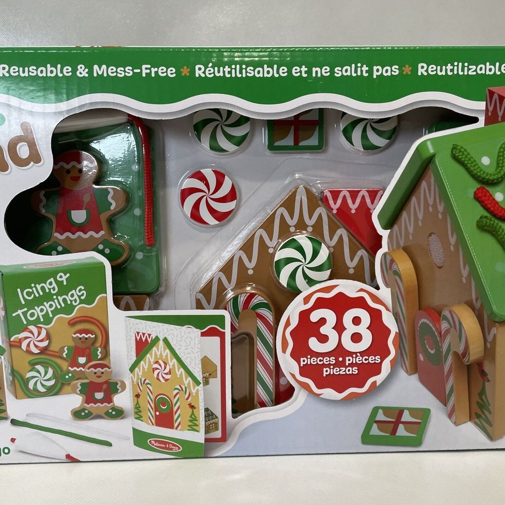 Melissa &‎ Doug Gingerbread House Wooden Play Set 38 Pieces Christmas New - Picture 3 of 7